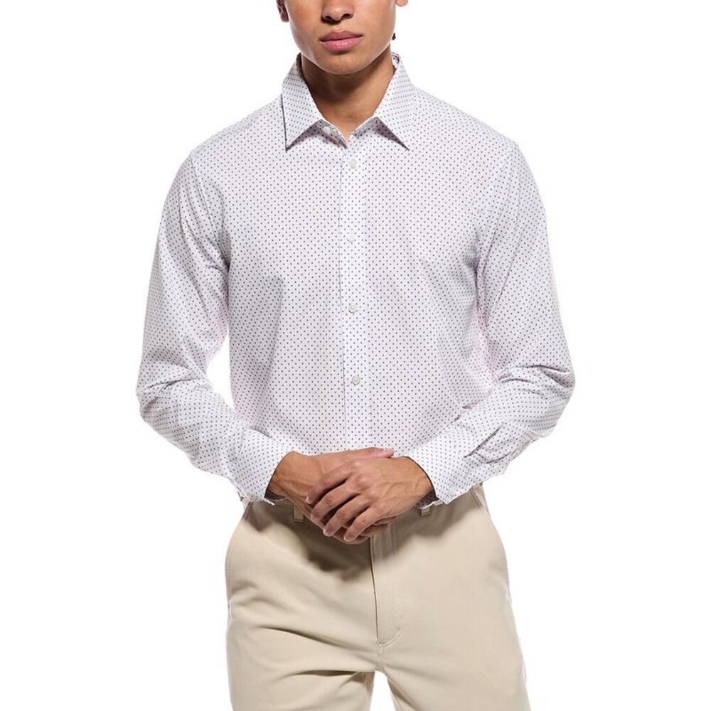 Report Collection Mens  4-Way Woven Sport Shirt, Brown